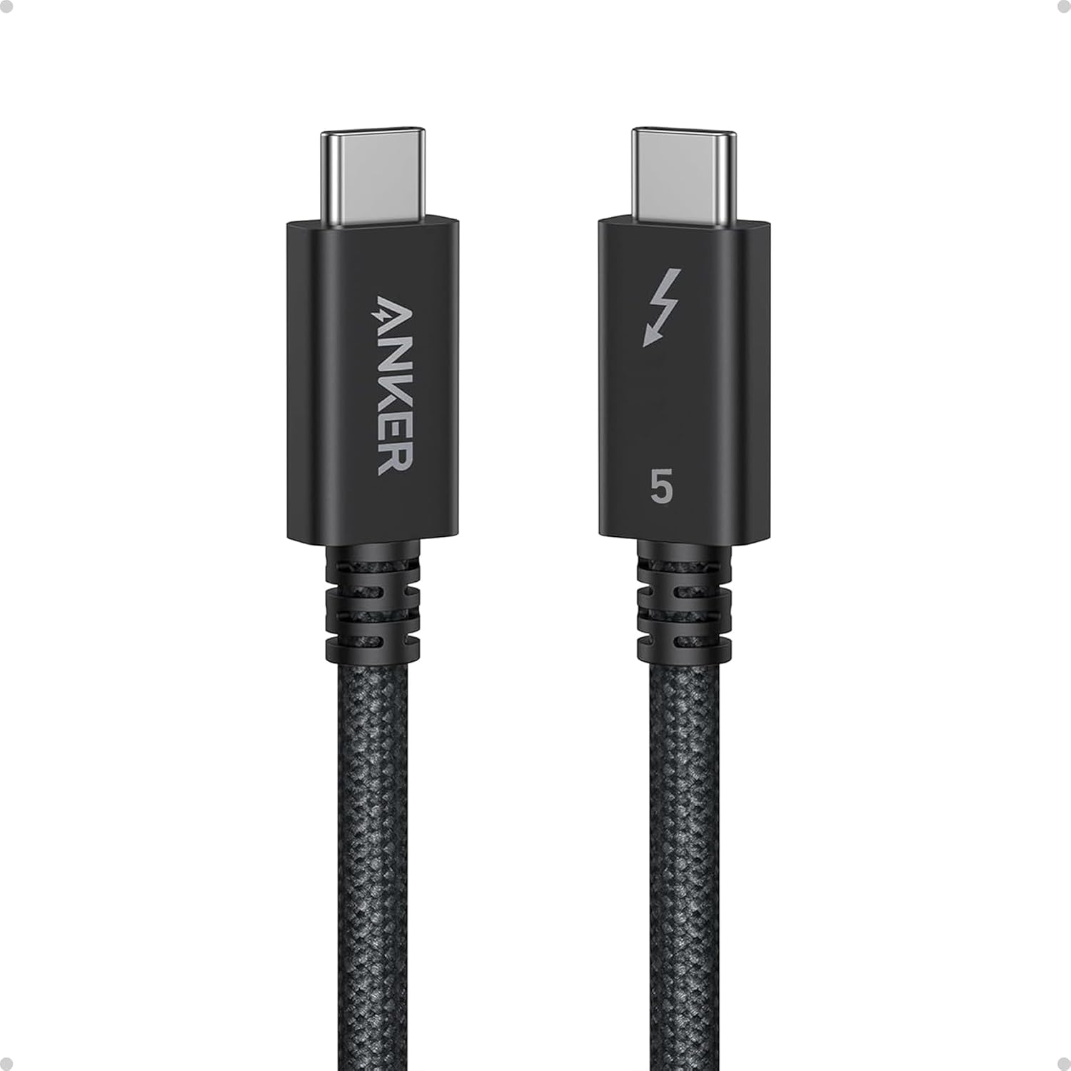 Anker Prime Thunderbolt 5 Cable, 1.7 FT USB C to USB C Cable, 240W Charging, 80Gbps Data Transfer, Up to 120Gbps Bandwidth, 8K/4K Displays, for iPhone 16, MacBook, and More (Thunderbolt 5-Certified)