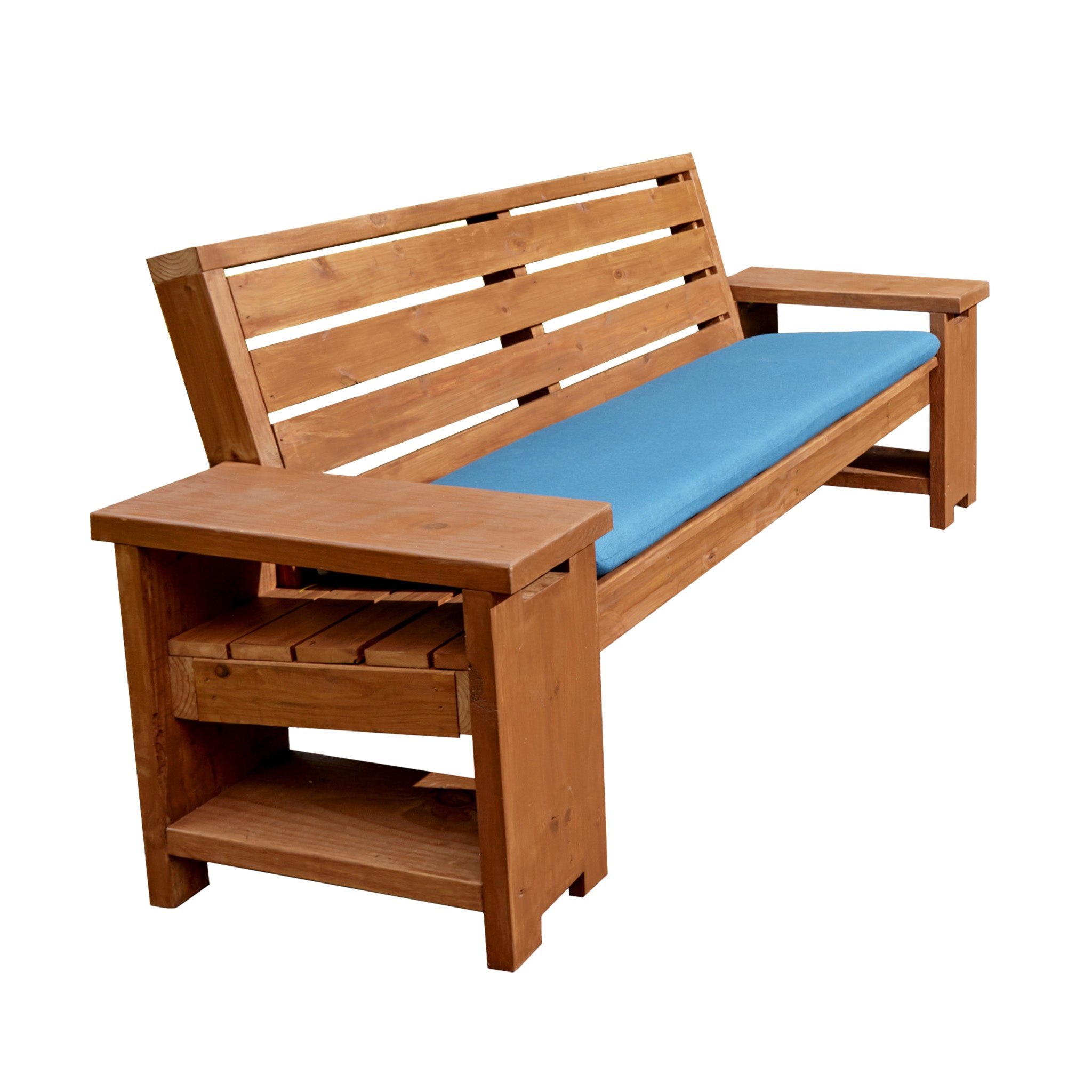 Patio Bench with Built-in End Tables - Image 2